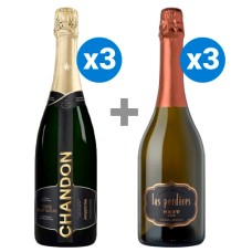 Caja de 3 Chandon Brut Nature  + 3 Espumantes Las Perdices Brut Nature, Nuit +($12.990 c/u) Semanal