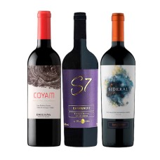 Pack 1 botella Coyam, Emiliana + 1 S7 Single Block Carmenere, Casa Silva+ 1 Sideral , San Pedro