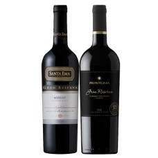 Pack 6 botellas Santa Ema Gran Reserva Merlot + 6 MontGras Gran Reserva Etiqueta Negra ($4.990 c/u)